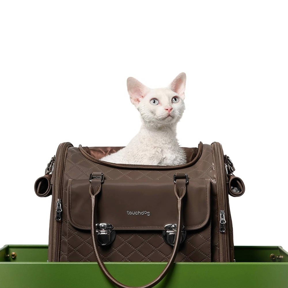 Touchdog Pioneer Pet Carrier 13x10x9 Airline Approved Soft Sided Cat Dog Brown